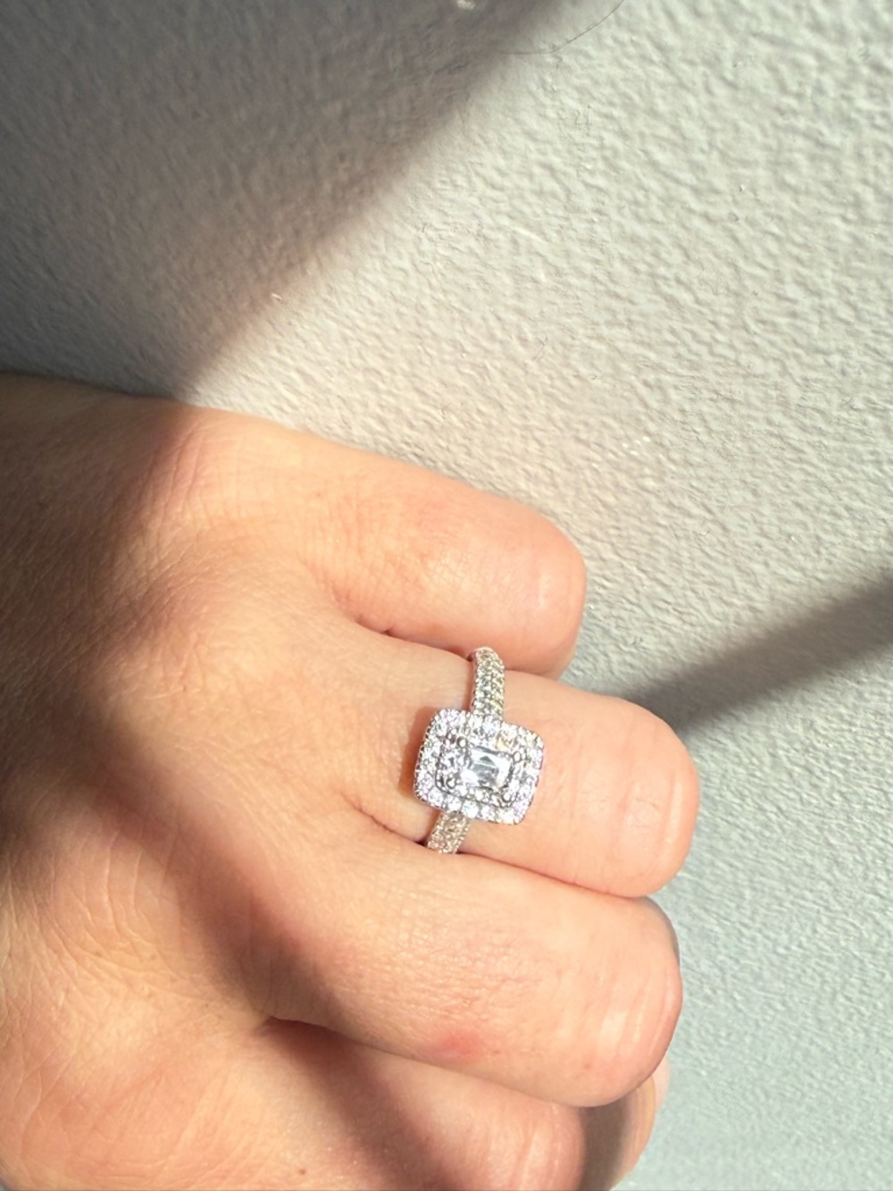 Kay Jewelers Radiant Halo Diamond Ring in White with Matching wedding band - Picture 8 of 15